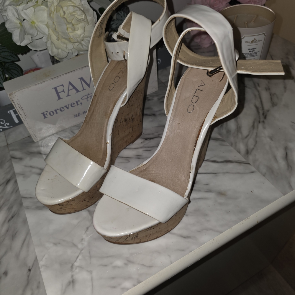 ALDO Cream Wedge Sandals